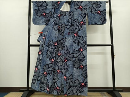 平和屋着物∴夏物　浴衣　有松鳴海絞り　束ね熨斗文　綿　逸品　CABH7923ze