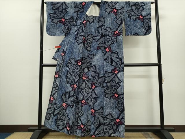 平和屋着物∴夏物　浴衣　有松鳴海絞り　束ね熨斗文　綿　逸品　CABH7923ze