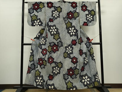平和屋着物∴夏物　浴衣　有松鳴海絞り　草花文　綿　逸品　CABH7924ze