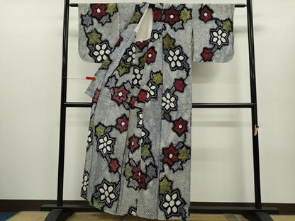 平和屋着物∴夏物　浴衣　有松鳴海絞り　草花文　綿　逸品　CABH7924ze