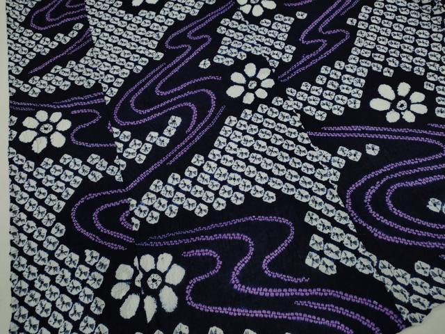 平和屋着物∴夏物　浴衣　有松鳴海絞り　流水花文　綿　逸品　CABH7926ze