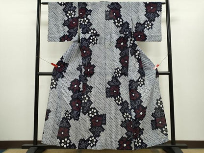 平和屋着物∴夏物　浴衣　有松鳴海絞り　枝花文　綿　逸品　未使用　CABH7931ze