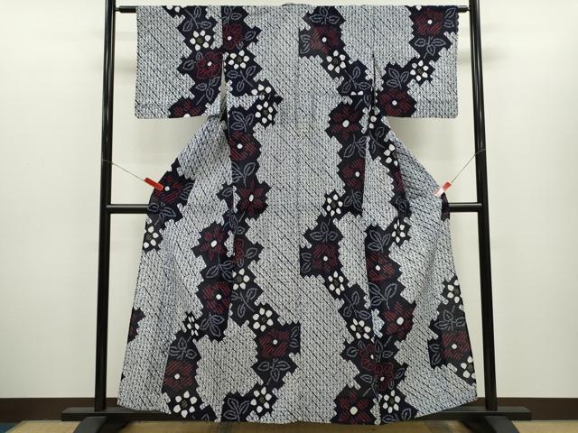 平和屋着物∴夏物　浴衣　有松鳴海絞り　枝花文　綿　逸品　未使用　CABH7931ze