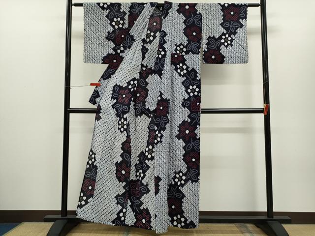 平和屋着物∴夏物　浴衣　有松鳴海絞り　枝花文　綿　逸品　未使用　CABH7931ze