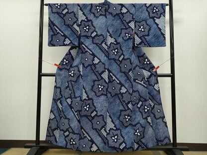 平和屋着物∴夏物　浴衣　有松鳴海絞り　吉祥花文　綿　逸品　未使用　CABH7932ze