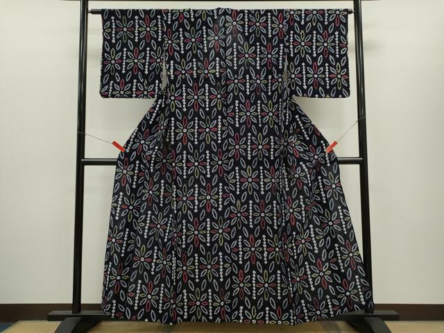 平和屋着物∴夏物　浴衣　有松鳴海絞り　舞花文　綿　逸品　CABH7933ze