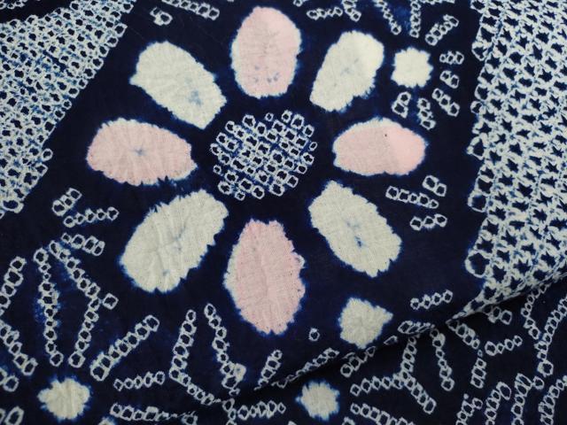 平和屋着物∴夏物　浴衣　有松鳴海絞り　切嵌舞花文　綿　逸品　CABH7934ze