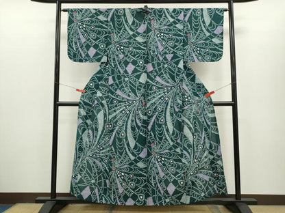 平和屋着物∴夏物　浴衣　有松鳴海絞り　孔雀文　綿　逸品　未使用　CABH7936ze