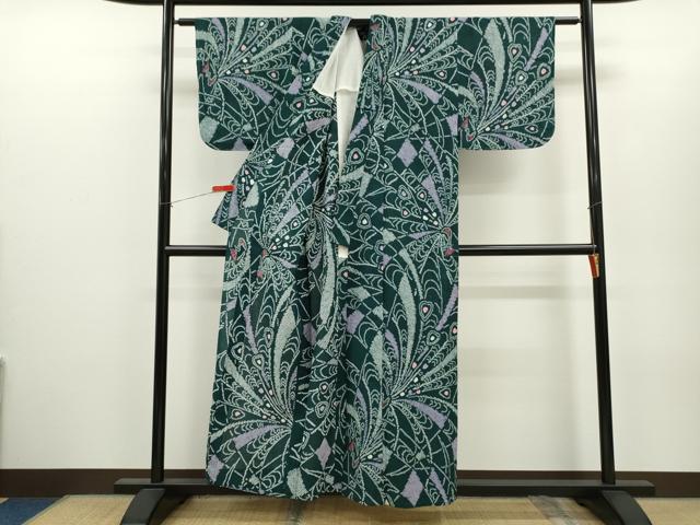 平和屋着物∴夏物　浴衣　有松鳴海絞り　孔雀文　綿　逸品　未使用　CABH7936ze