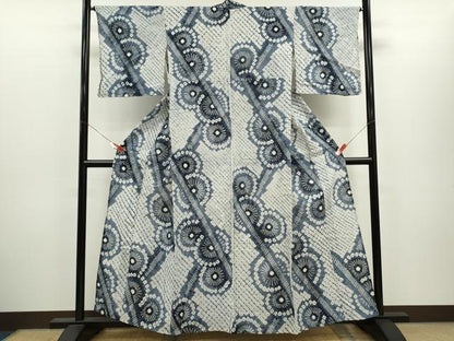 平和屋着物∴夏物　浴衣　有松鳴海絞り　花文　綿　逸品　CABH7937ze