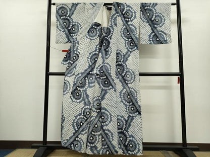 平和屋着物∴夏物　浴衣　有松鳴海絞り　花文　綿　逸品　CABH7937ze