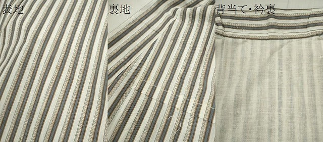 平和屋着物∴男性　夏物　小紋・浴衣兼用　縞　綿麻　逸品　CABH7940ze