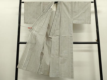 平和屋着物∴男性　夏物　小紋・浴衣兼用　縞　綿麻　逸品　CABH7940ze