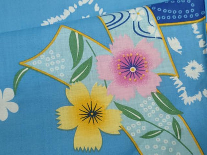 平和屋着物∴夏物　浴衣　エ霞短冊花文　綿　逸品　CABH7943ze