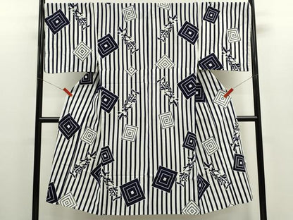 平和屋着物∴男性　夏物　浴衣　注染　縞　日本製　綿　逸品　CABH7947ze
