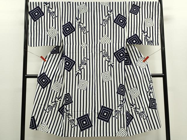平和屋着物∴男性　夏物　浴衣　注染　縞　日本製　綿　逸品　CABH7947ze