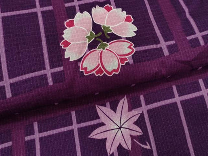 平和屋着物∴夏物　浴衣　綿紅梅　格子舞花文　綿　逸品　CABH7950ze