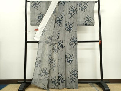 平和屋着物＊夏物　小紋　絹紅梅　笹梅文　正絹　逸品　CABH7952ze