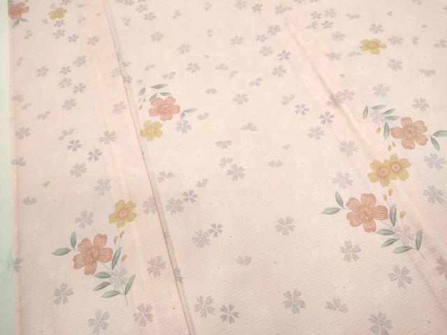 平和屋着物＊夏物　小紋　絽　枝花文　洗える着物　CABH7953ze