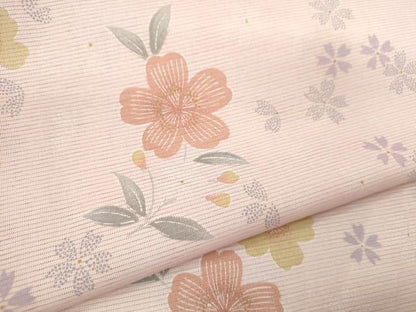 平和屋着物＊夏物　小紋　絽　枝花文　洗える着物　CABH7953ze