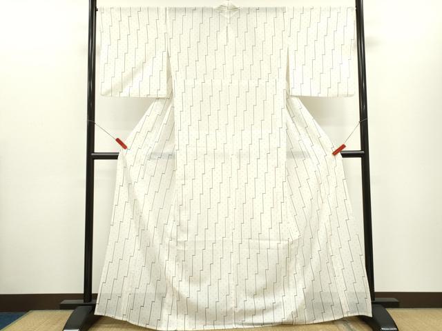 平和屋着物＊夏物　小紋　絽　抽象文　洗える着物　CABH7956ze