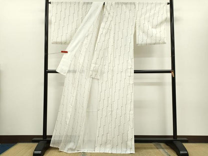 平和屋着物＊夏物　小紋　絽　抽象文　洗える着物　CABH7956ze