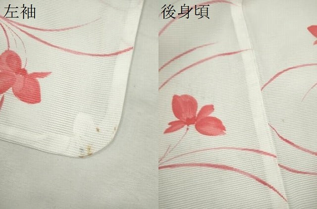 平和屋着物＊夏物　小紋　絽　草花文　洗える着物　CABH7957ze