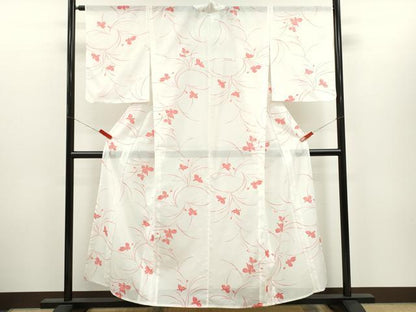平和屋着物＊夏物　小紋　絽　草花文　洗える着物　CABH7957ze