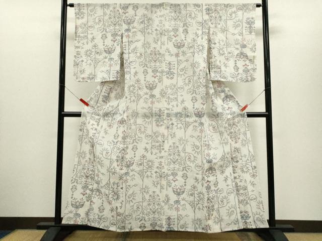 平和屋着物＊夏物　小千谷ちぢみ　唐草文　麻　逸品　未使用　CABH7960ze