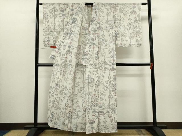 平和屋着物＊夏物　小千谷ちぢみ　唐草文　麻　逸品　未使用　CABH7960ze