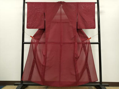 平和屋着物＊夏物　色無地　絽　葡萄茶色　正絹　逸品　CABH7962ze