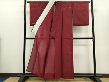 平和屋着物＊夏物　色無地　絽　葡萄茶色　正絹　逸品　CABH7962ze