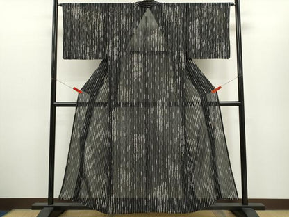 平和屋着物＊夏物　小紋　絽　吉祥文　黒地　正絹　逸品　CABH7963ze