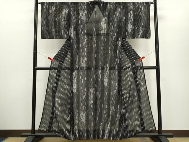 平和屋着物＊夏物　小紋　絽　吉祥文　黒地　正絹　逸品　CABH7963ze
