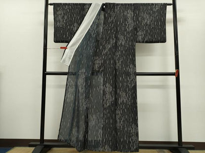 平和屋着物＊夏物　小紋　絽　吉祥文　黒地　正絹　逸品　CABH7963ze