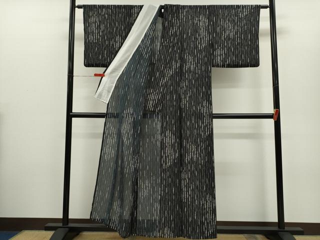 平和屋着物＊夏物　小紋　絽　吉祥文　黒地　正絹　逸品　CABH7963ze