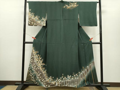 平和屋着物●訪問着　草花文　暈し染め　金彩　正絹　逸品　CABH7966ze