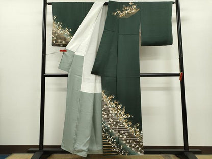 平和屋着物●訪問着　草花文　暈し染め　金彩　正絹　逸品　CABH7966ze