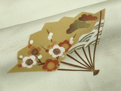 平和屋着物●訪問着　扇面吉祥花文　暈し染め　金彩　正絹　逸品　CABH7968ze