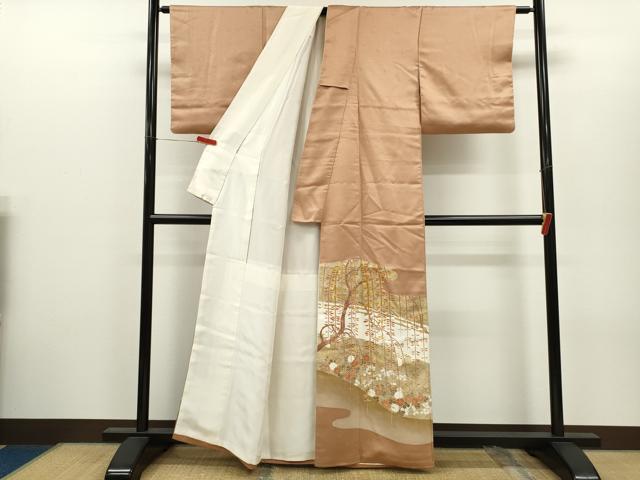 平和屋着物●豪華色留袖　駒刺繍　枝垂れ柳立波花文　暈し染め　金彩　正絹　逸品　CABH7969ze