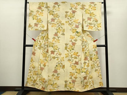 平和屋着物●上質な小紋　地紋起こし　葡萄唐草花文　正絹　逸品　CABH7971ze