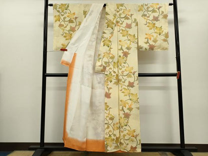 平和屋着物●上質な小紋　地紋起こし　葡萄唐草花文　正絹　逸品　CABH7971ze