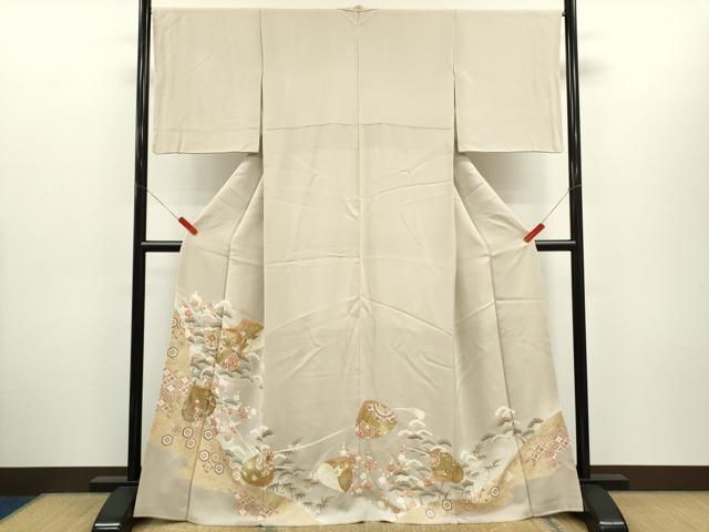 平和屋着物●豪華色留袖　駒刺繍　松竹梅貝合せ吉祥花文　金銀彩　正絹　逸品　CABH7973ze