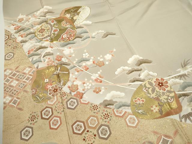 平和屋着物●豪華色留袖　駒刺繍　松竹梅貝合せ吉祥花文　金銀彩　正絹　逸品　CABH7973ze