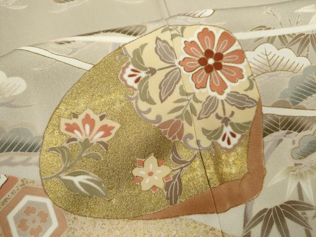 平和屋着物●豪華色留袖　駒刺繍　松竹梅貝合せ吉祥花文　金銀彩　正絹　逸品　CABH7973ze
