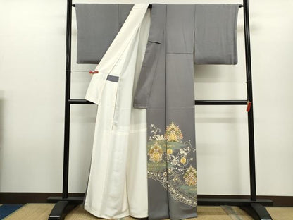 平和屋着物●豪華色留袖　駒刺繍　花唐草文　暈し染め　金彩　正絹　逸品　CABH7974ze