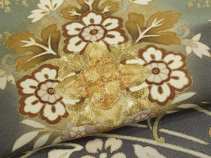 平和屋着物●豪華色留袖　駒刺繍　花唐草文　暈し染め　金彩　正絹　逸品　CABH7974ze