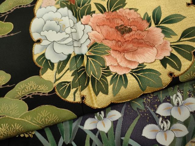 平和屋着物●豪華黒留袖　駒刺繍　雪輪重ね吉祥花文　暈し染め　金彩　正絹　逸品　CABH7977ze