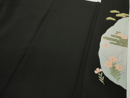 平和屋着物●豪華黒留袖　駒刺繍　雪輪重ね吉祥花文　暈し染め　金彩　正絹　逸品　CABH7977ze