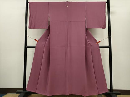 平和屋着物●上質な色無地　京紫色　鬼しぼ縮緬　正絹　逸品　CABH7978ze